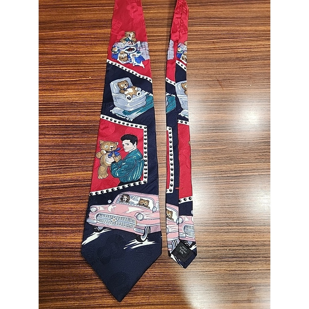 Elvis Presley Collections By Superba Silk Tie Red Navy Let Me Be Your Teddy Bear